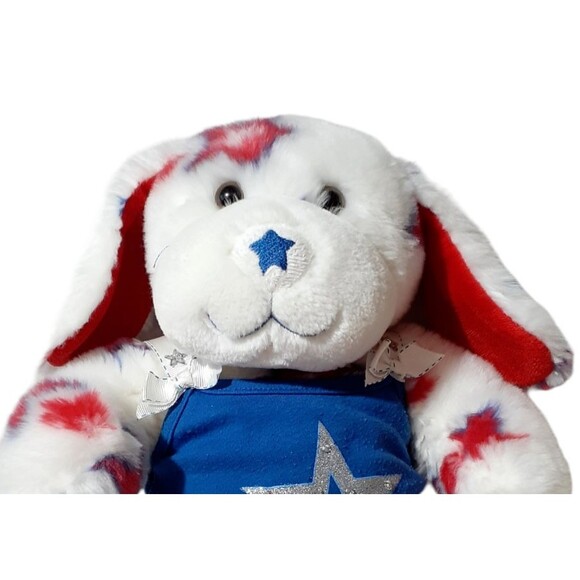 Build A Bear Stars Plush Puppy Stuffed Red White Blue Patriotic With Top15" - Picture 6 of 6